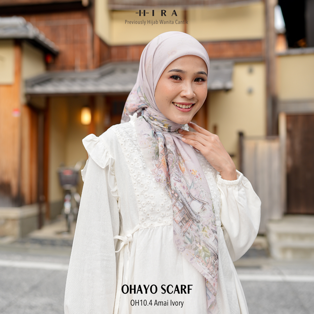 HIRA - Segiempat Ohayo Scarf | Hijab Standar Polycotton - British Voal - Jumbo Polycotton