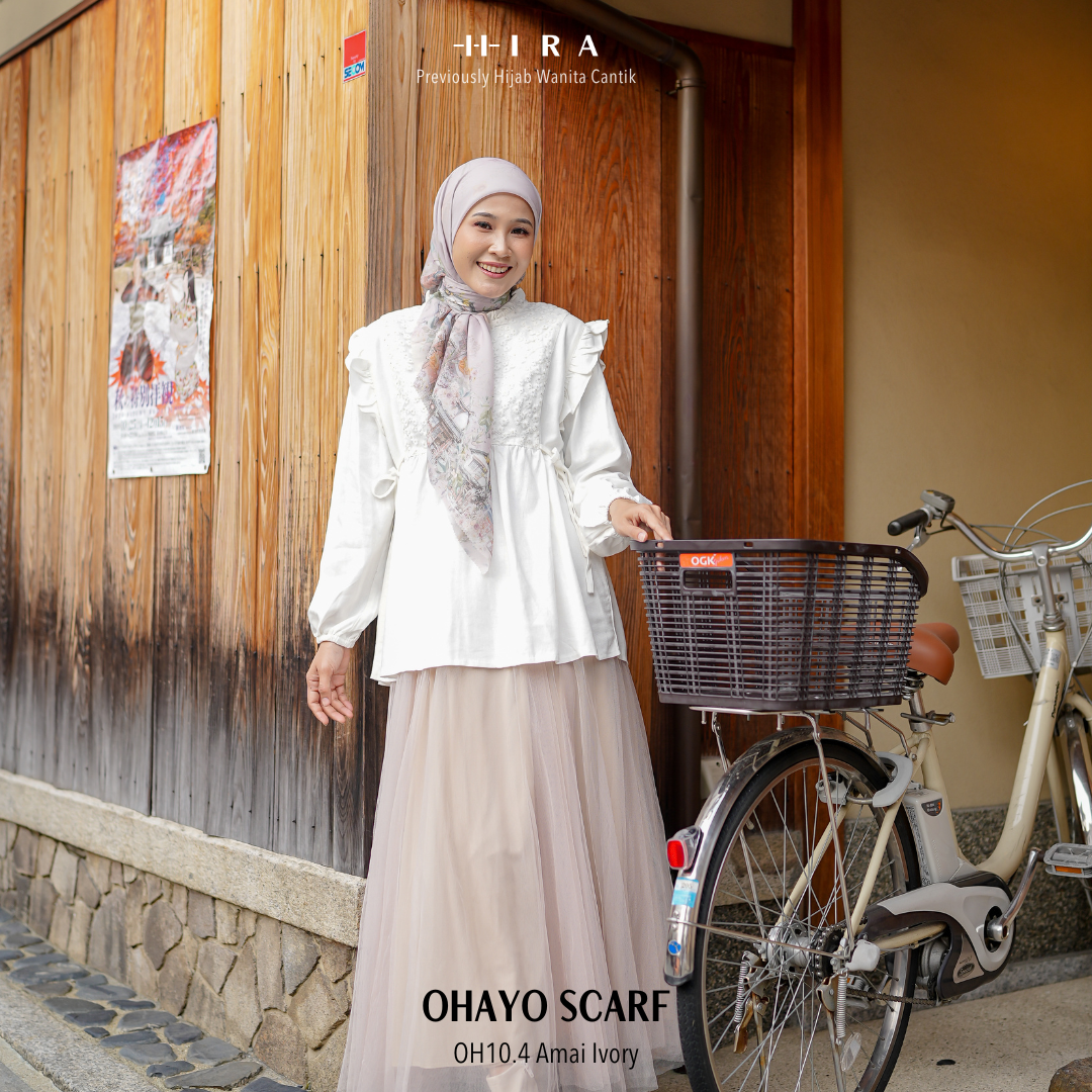 HIRA - Segiempat Ohayo Scarf | Hijab Standar Polycotton - British Voal - Jumbo Polycotton