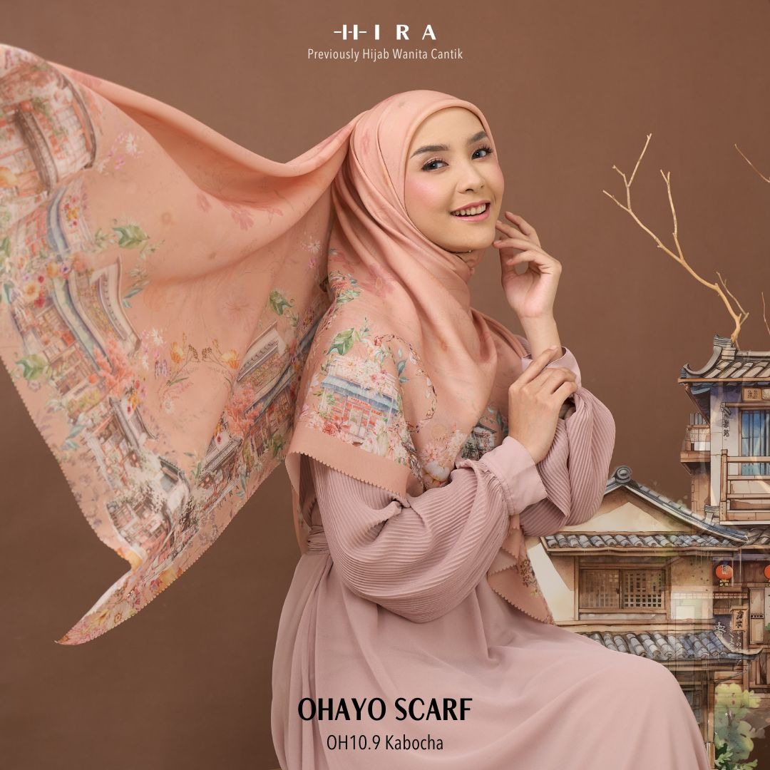 HIRA - Segiempat Ohayo Scarf | Hijab Standar Polycotton - British Voal - Jumbo Polycotton