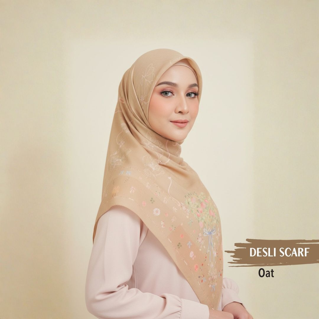 [Buy3 Get1 Free] HIRA -   Desly Scarf  Series Hijab Voal Pollycotton Motif Premium Lasercut