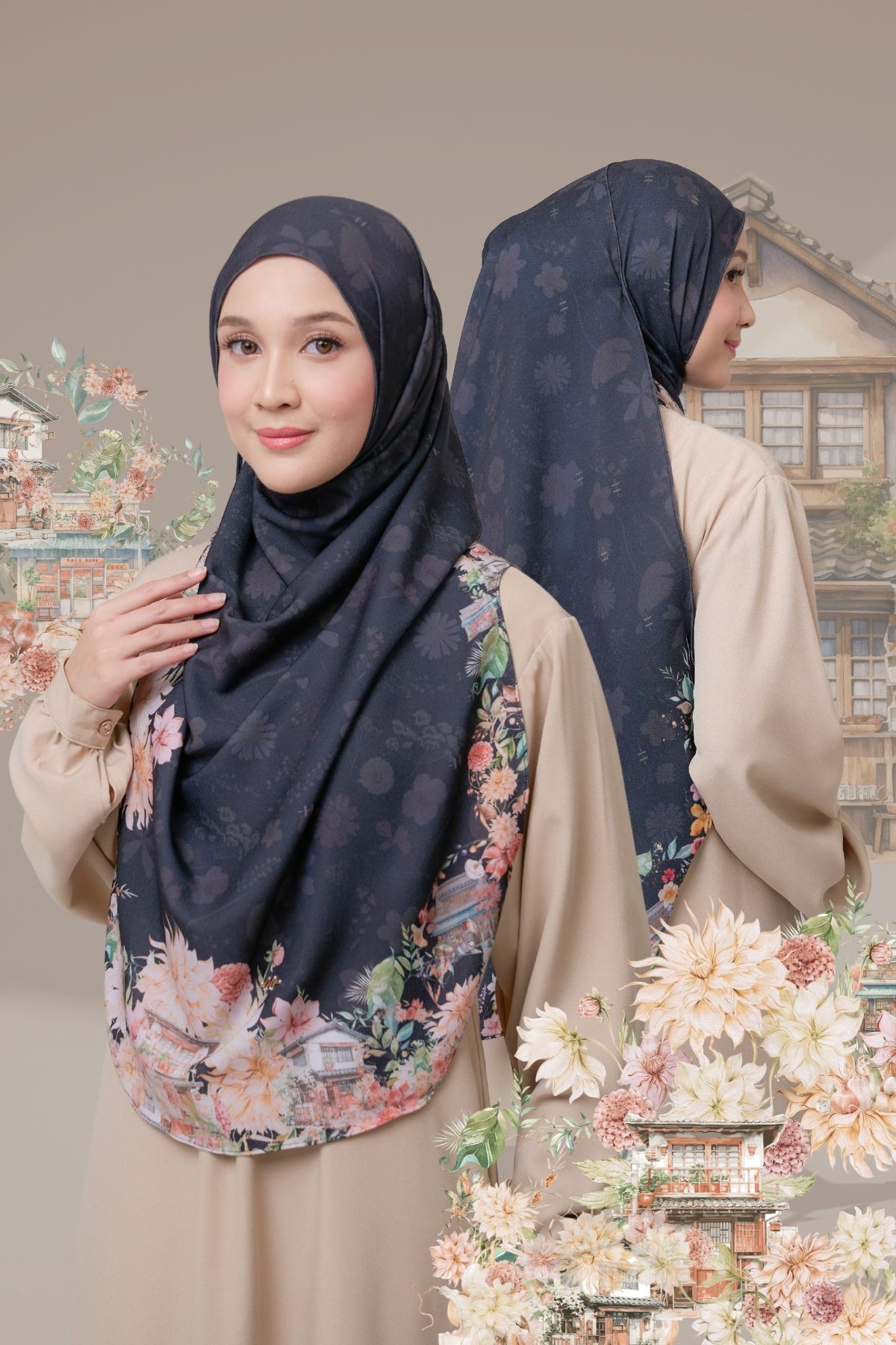[Buy3 Get1 Free] HIRA - Instan Malaya Ohayo | Pashmina Instan Motif