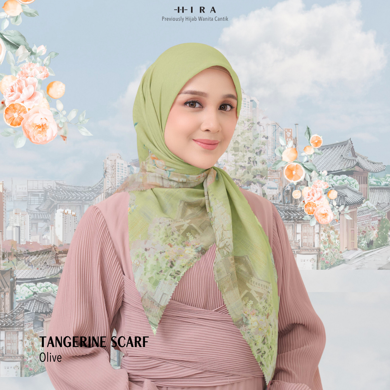 [Buy3 Get1 Free] HIRA - Tangerine Scarf Standar Voal Polycotton & Jumbo | Hijab Motif