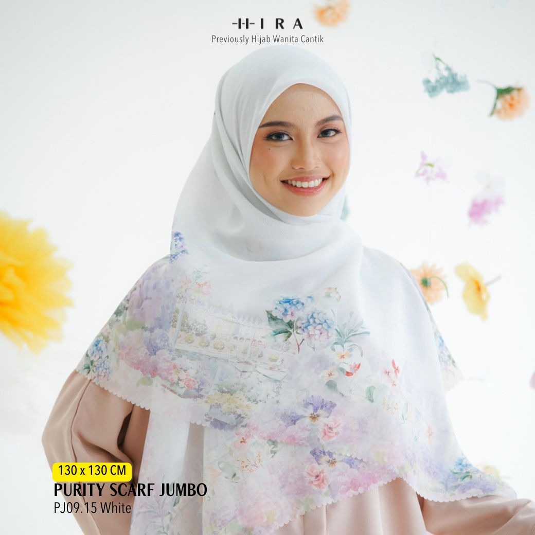 HIRA - Segiempat Purity Scarf Series | Hijab Voal Motif Premium, Icy Voal & Jumbo Polycotton