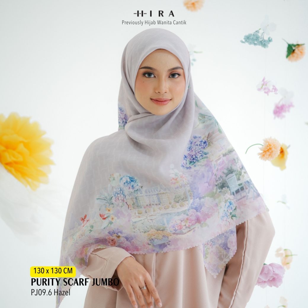 HIRA - Segiempat Purity Scarf Series | Hijab Voal Motif Premium, Icy Voal & Jumbo Polycotton
