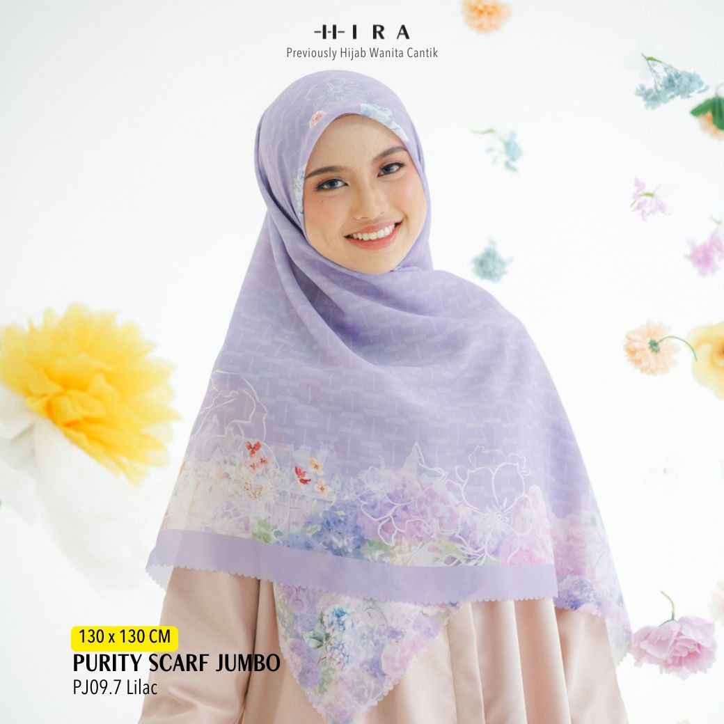 HIRA - Segiempat Purity Scarf Series | Hijab Voal Motif Premium, Icy Voal & Jumbo Polycotton