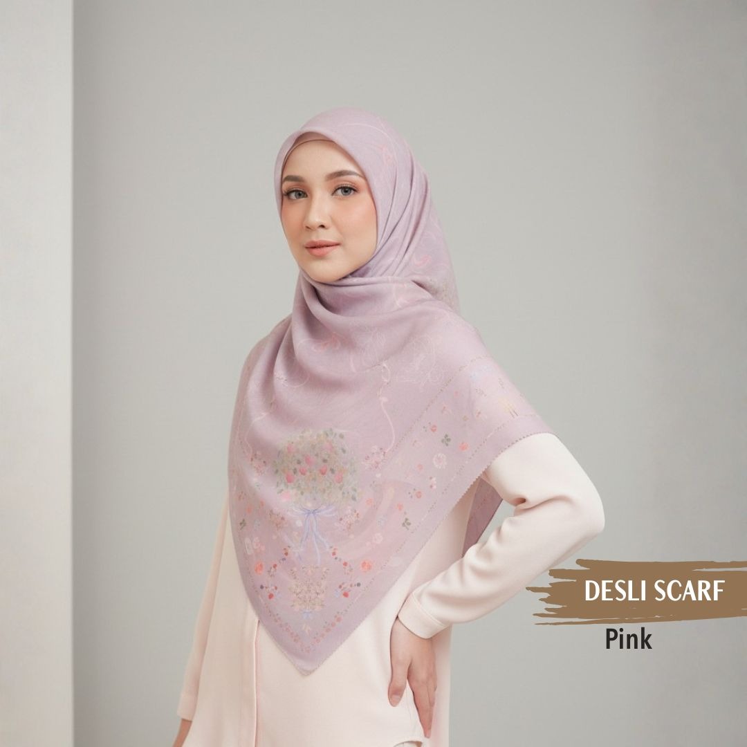 [Buy3 Get1 Free] HIRA -   Desly Scarf  Series Hijab Voal Pollycotton Motif Premium Lasercut