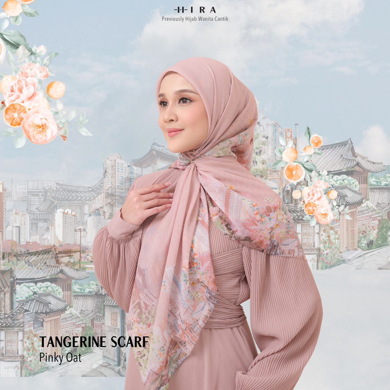 [Buy3 Get1 Free] HIRA - Tangerine Scarf Standar Voal Polycotton & Jumbo | Hijab Motif
