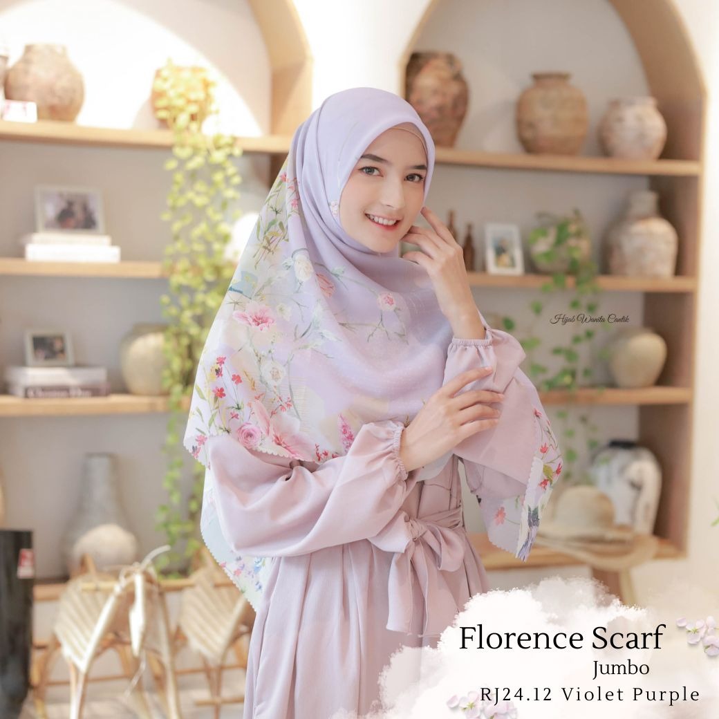 HIRA - Segiempat Florence Scarf Series | Hijab Voal Motif Premium & Jumbo Polycotton