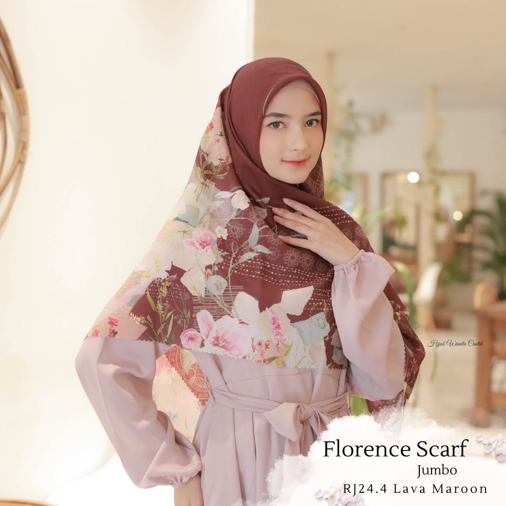 HIRA - Segiempat Florence Scarf Series | Hijab Voal Motif Premium & Jumbo Polycotton
