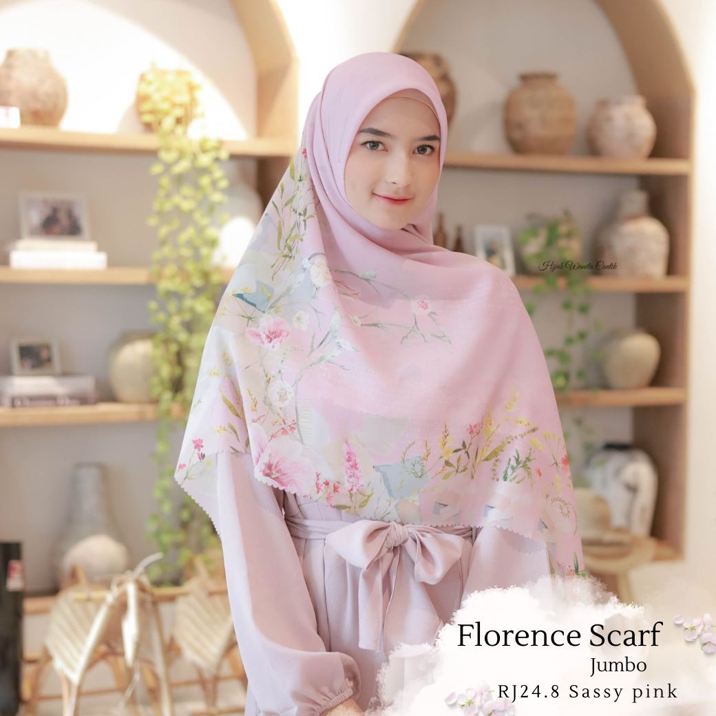 HIRA - Segiempat Florence Scarf Series | Hijab Voal Motif Premium & Jumbo Polycotton