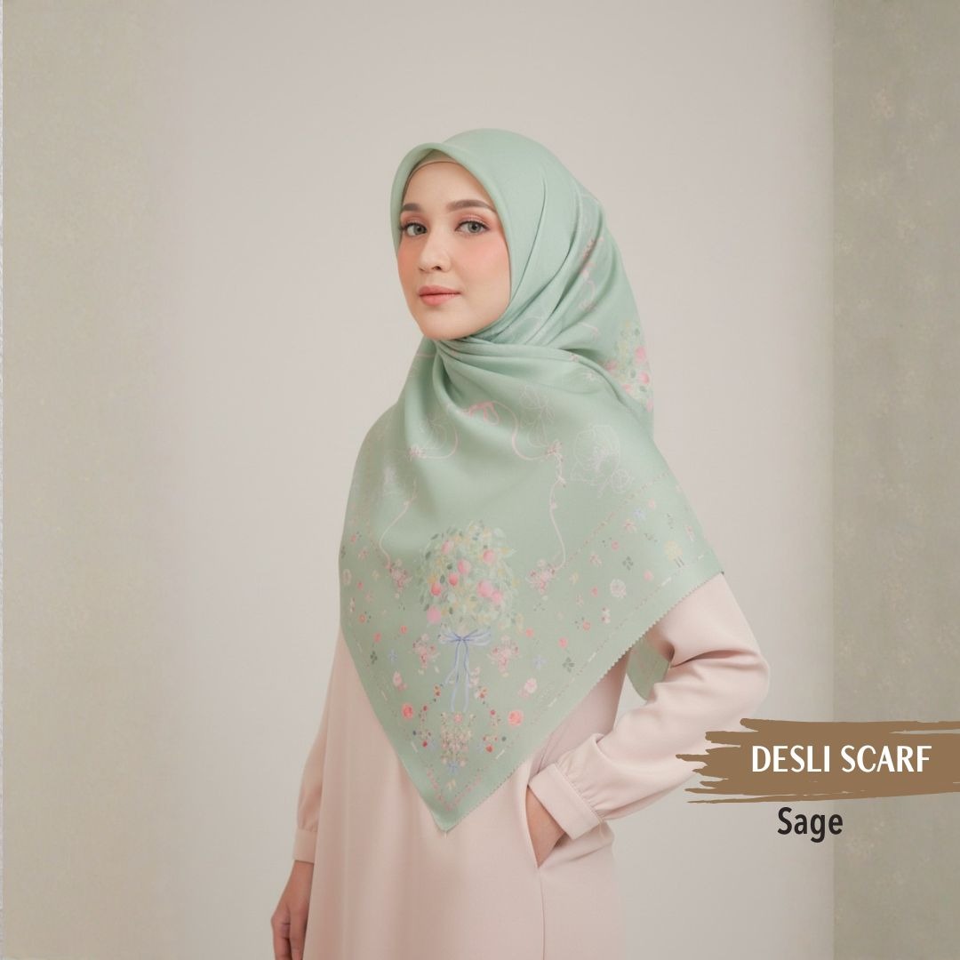 [Buy3 Get1 Free] HIRA -   Desly Scarf  Series Hijab Voal Pollycotton Motif Premium Lasercut