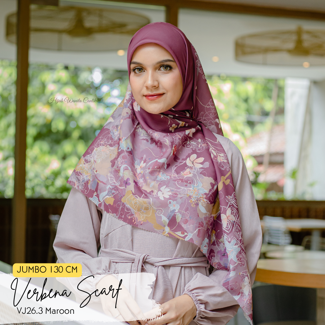 HIRA - Segiempat Verbena Scarf | Hijab Standar Voal, Jumbo Polycotton