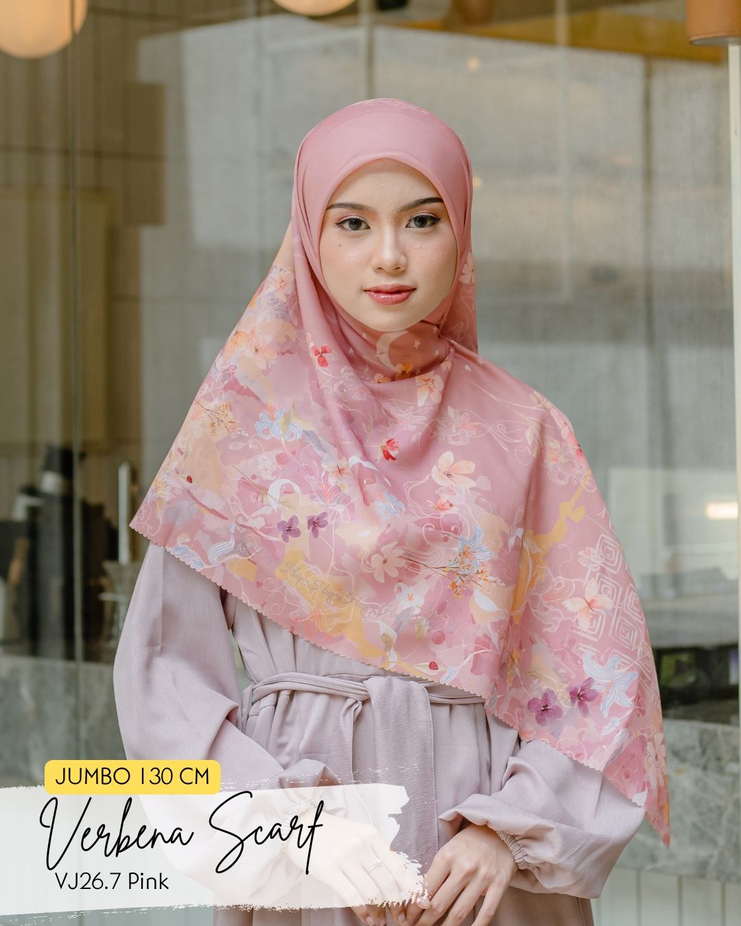 HIRA - Segiempat Verbena Scarf | Hijab Standar Voal, Jumbo Polycotton