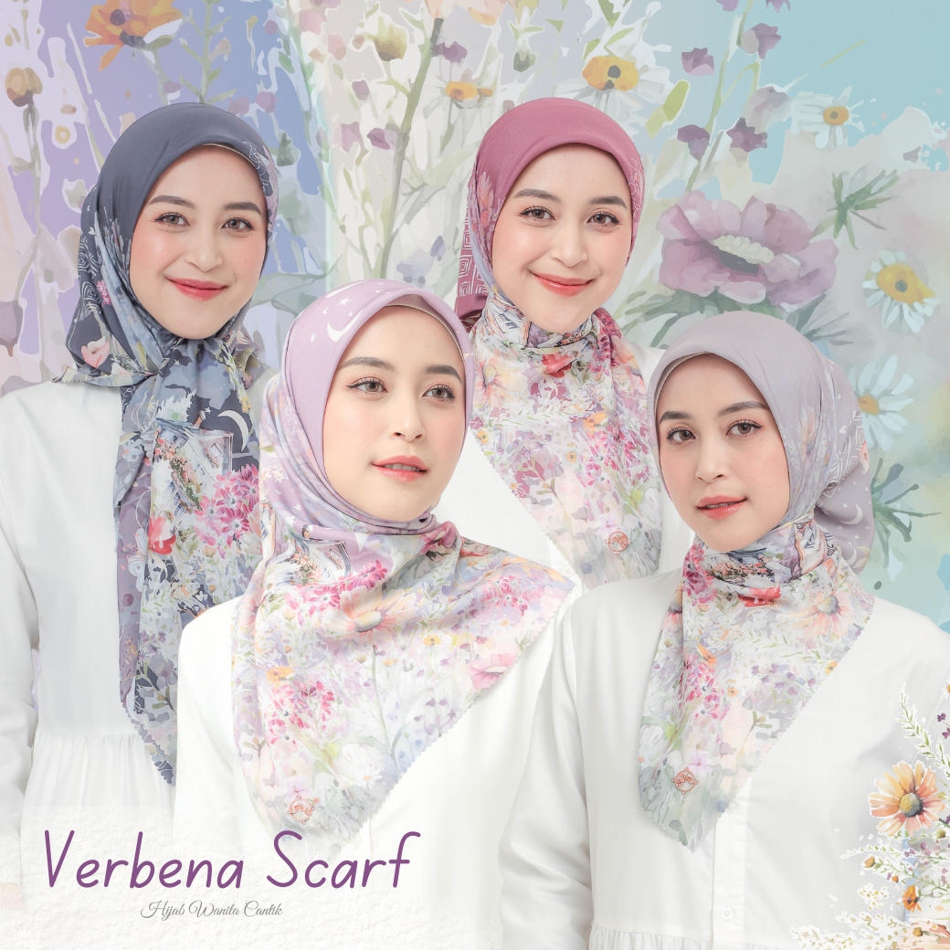 HIRA - Segiempat Verbena Scarf | Hijab Standar Voal, Jumbo Polycotton