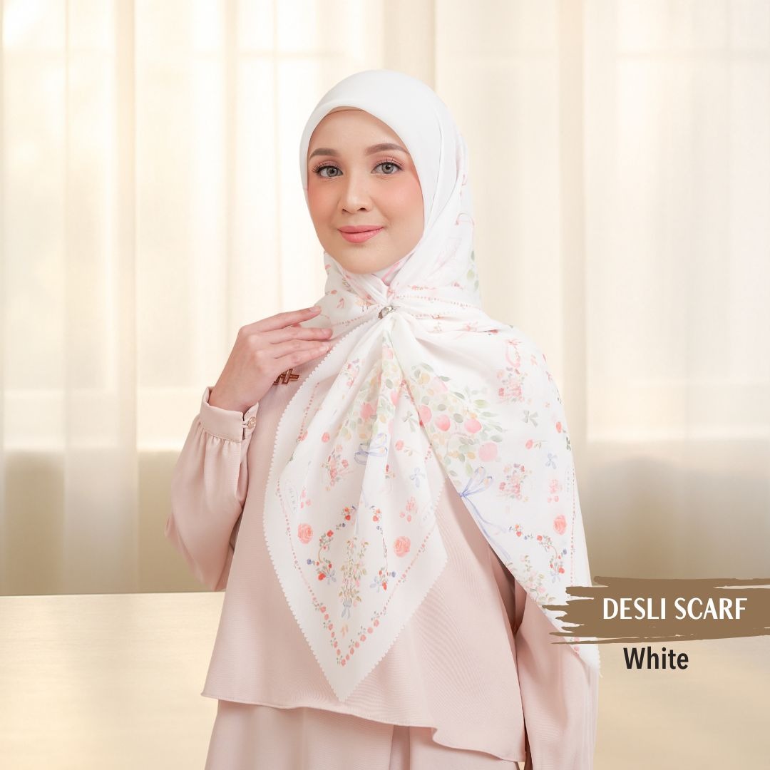 [Buy3 Get1 Free] HIRA -   Desly Scarf  Series Hijab Voal Pollycotton Motif Premium Lasercut