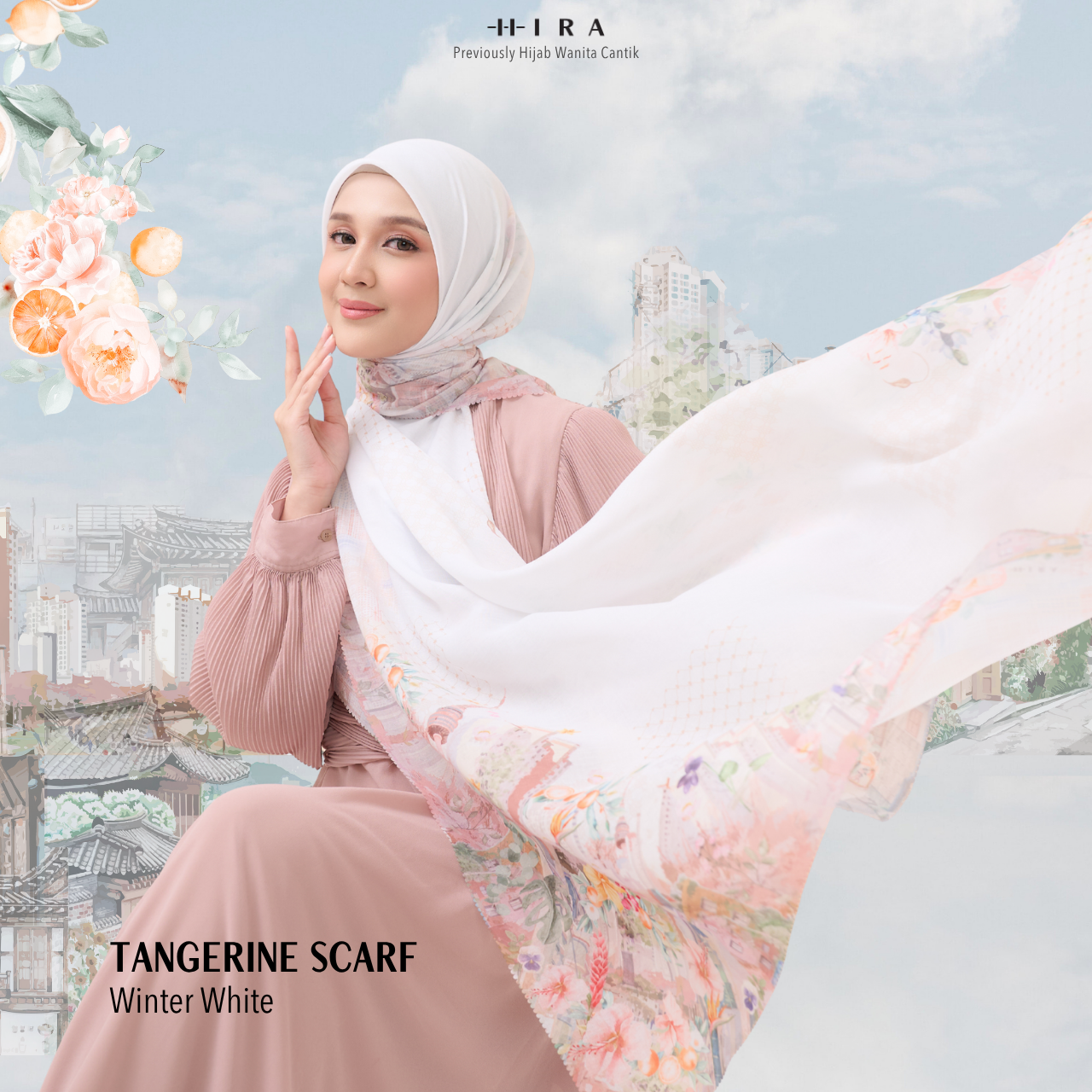 [Buy3 Get1 Free] HIRA - Tangerine Scarf Standar Voal Polycotton & Jumbo | Hijab Motif