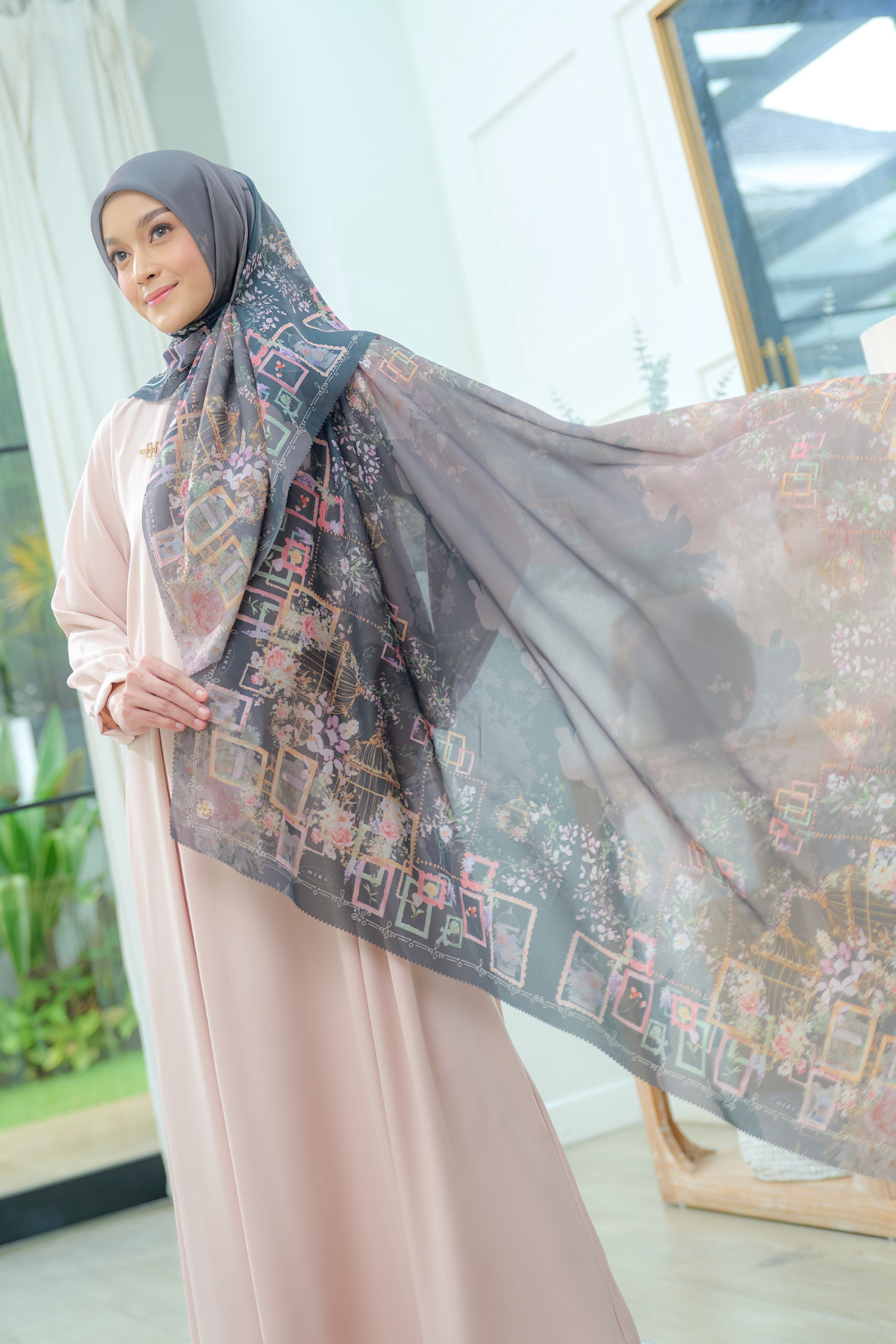 [Buy3 Get1 Free] HIRA -   Nuri Scarf  Series Hijab Voal Pollycotton Motif Premium Lasercut