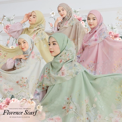 HIRA - Segiempat Florence Scarf Series | Hijab Voal Motif Premium & Jumbo Polycotton
