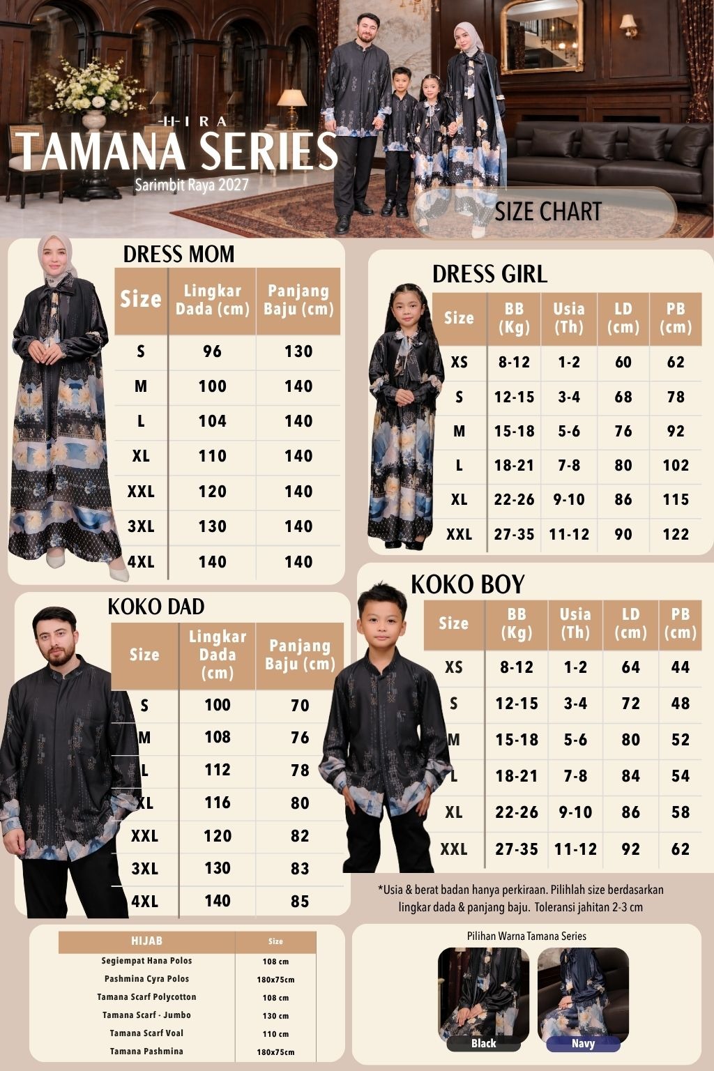 TAMANA Family Set -- Navy | HIRA Raya 2027