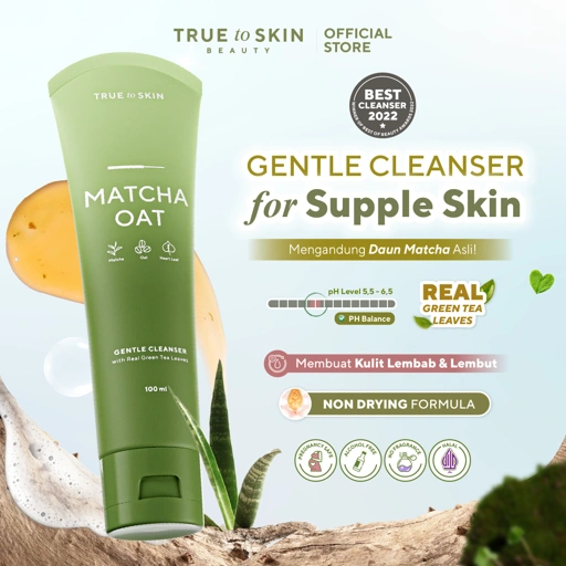 Image of True to Skin Matcha Oat Gentle Cleanser - Sabun Cuci Muka Semua Jenis Kulit