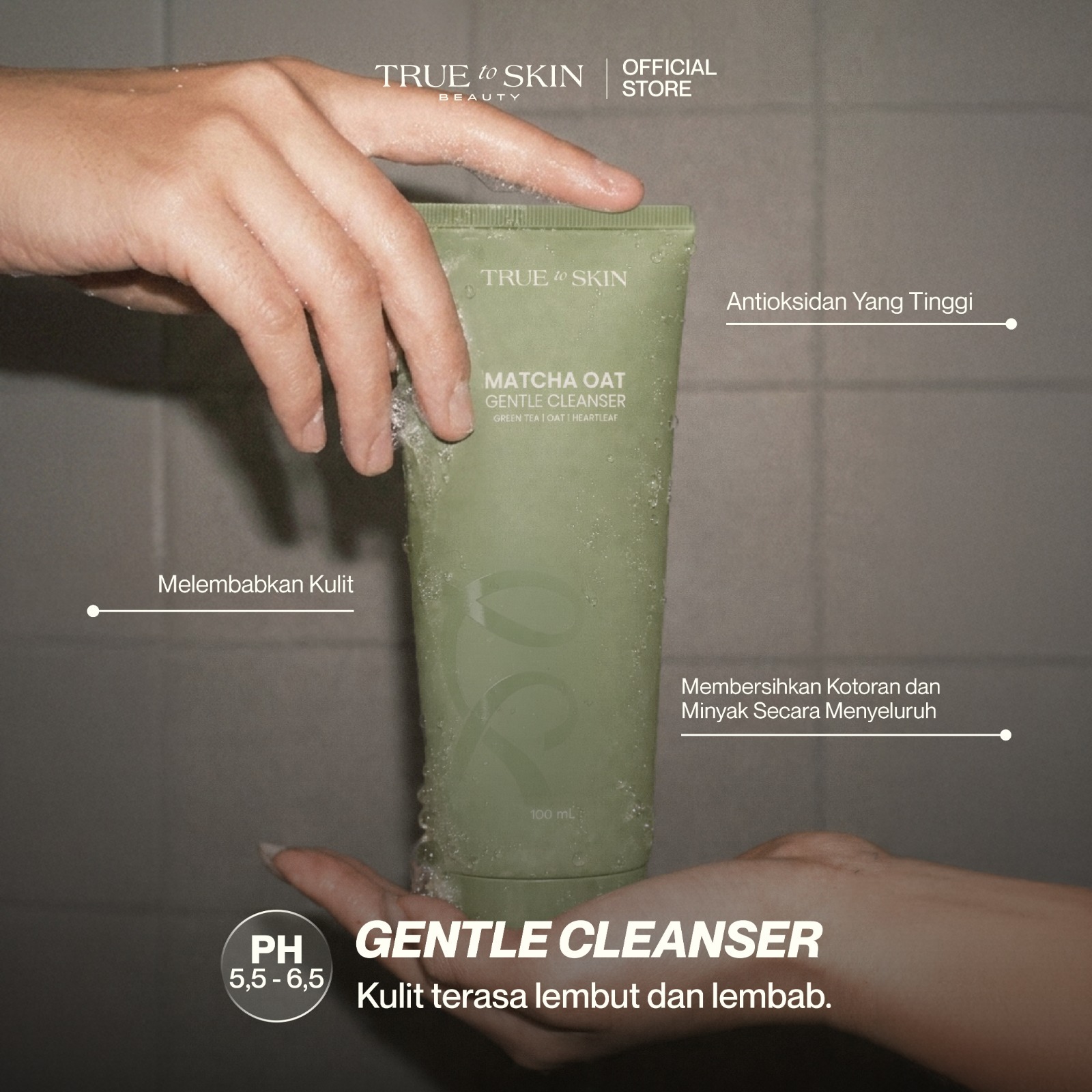 True to Skin Matcha Oat Gentle Cleanser - Sabun Cuci Muka Semua Jenis Kulit
