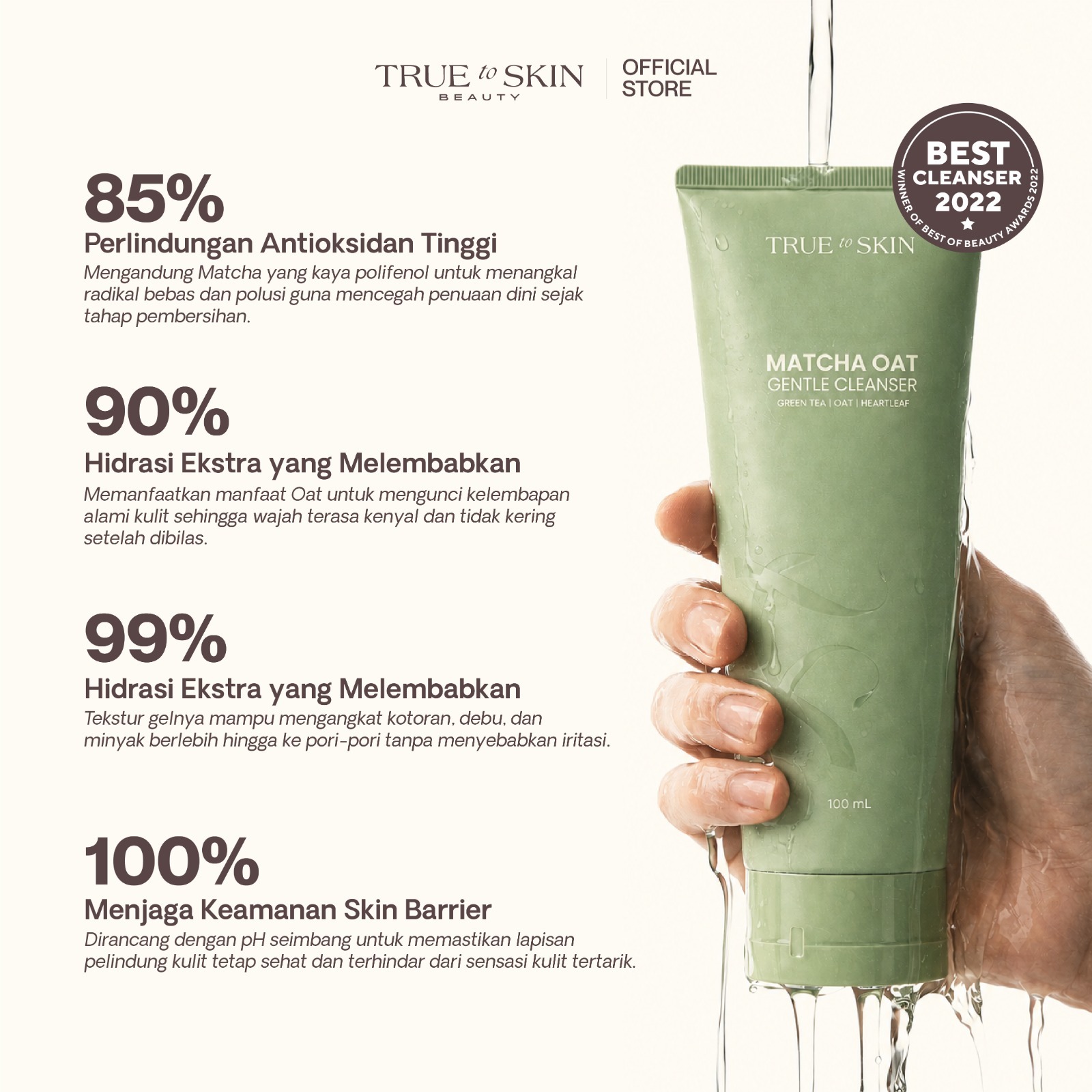 True to Skin Matcha Oat Gentle Cleanser - Sabun Cuci Muka Semua Jenis Kulit