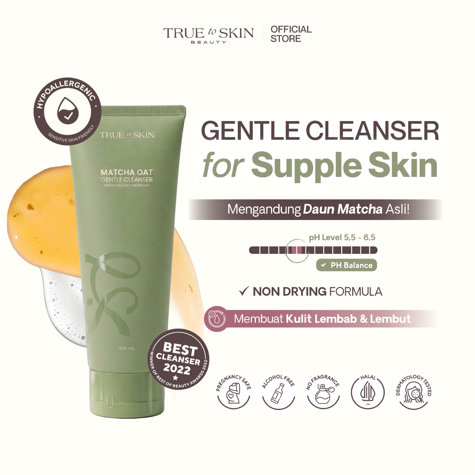 True to Skin Matcha Oat Gentle Cleanser - Sabun Cuci Muka Semua Jenis Kulit