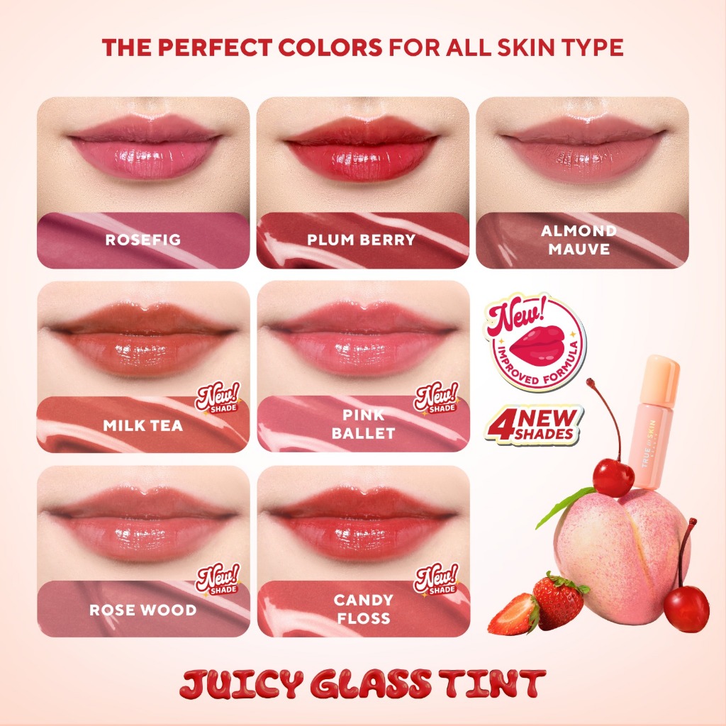 True to Skin - Juicy Glass Tint , Longlasting Stain Anti Kering Ultra Light Tahan Lama 8 Jam Moisturizing (Lip Tint)
