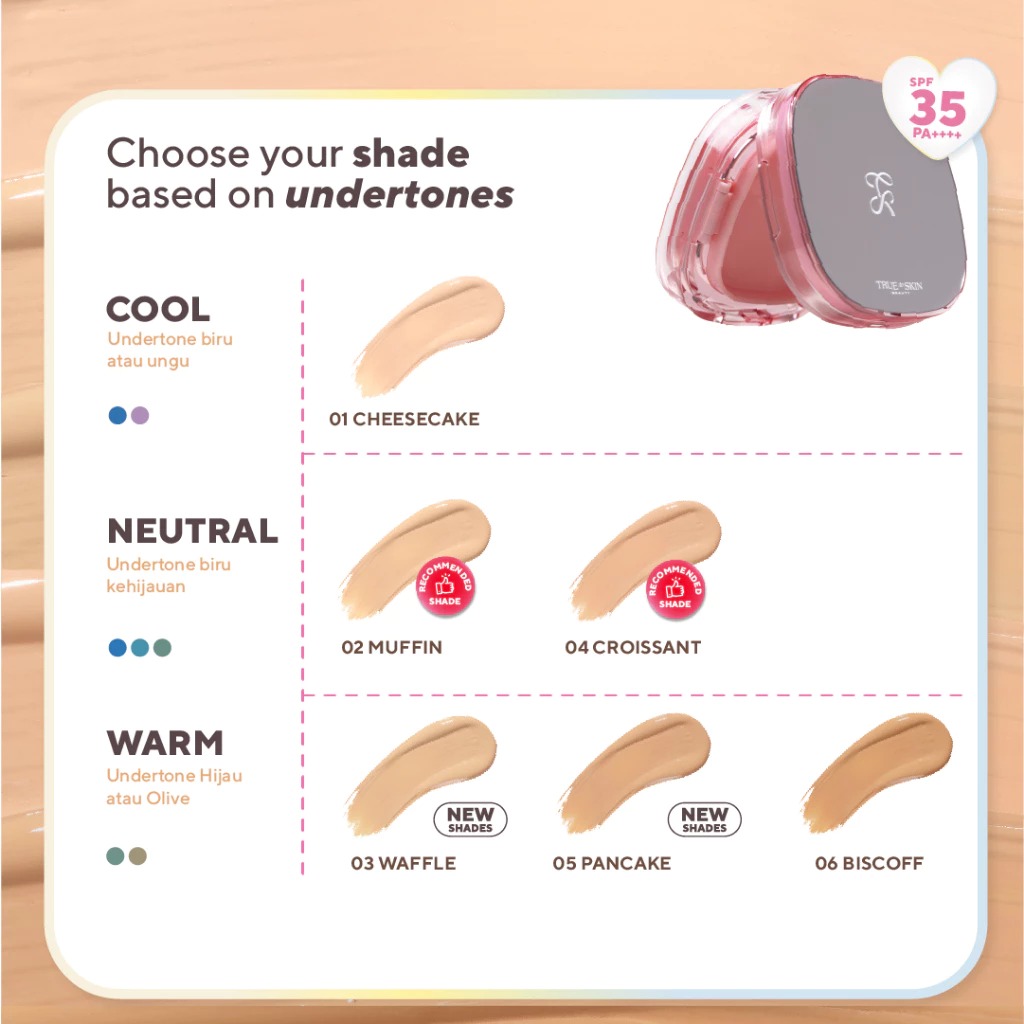 True to Skin - Skinlike Porefecting Cushion SPF 35 PA++++ Medium to High Coverage Satin Matte Finish Lightweight Tidak menyumbat pori pori