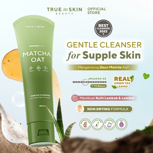 Image of True to Skin Matcha Oat Gentle Cleanser - Sabun Cuci Muka Semua Jenis Kulit