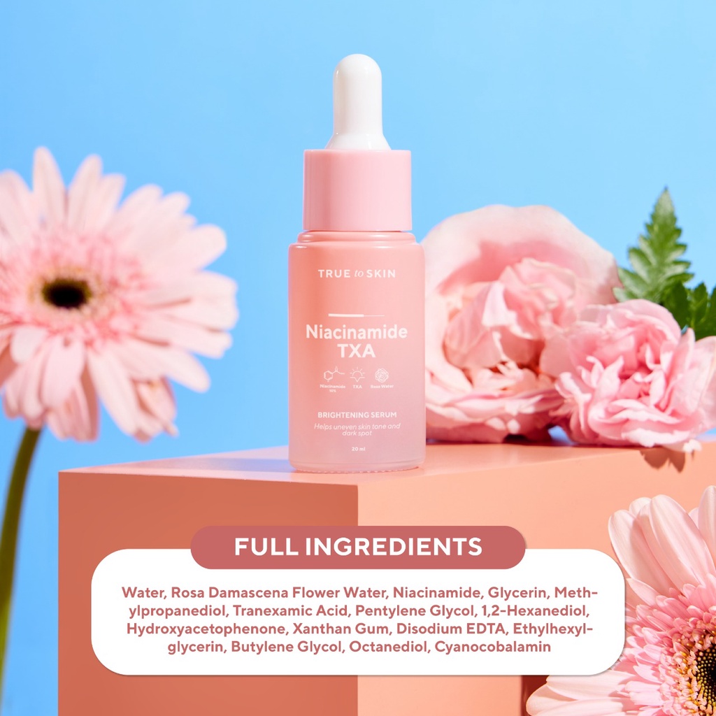 True to Skin Niacinamide TXA Brightening Serum - Mencerahkan, Mengatasi Jerawat dan Bekas Jerawat, Bruntusan, Kontrol Minyak