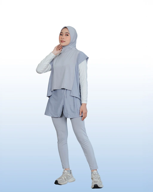 Image of Serena Motion Fit Grey Soft Blue – Sport Set Hijab