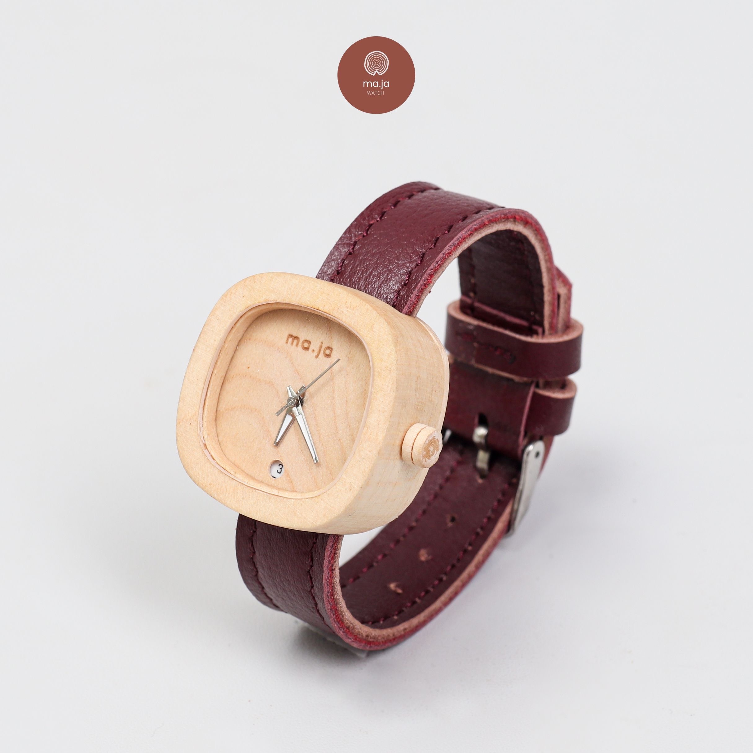 Maja Watch Jam Tangan Kayu - Sinta Maroon Series