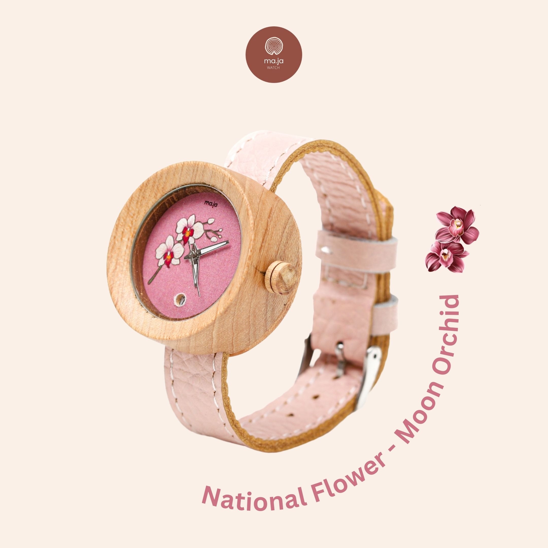 Maja Watch Jam Tangan Kayu - National Flower Moon Orchid