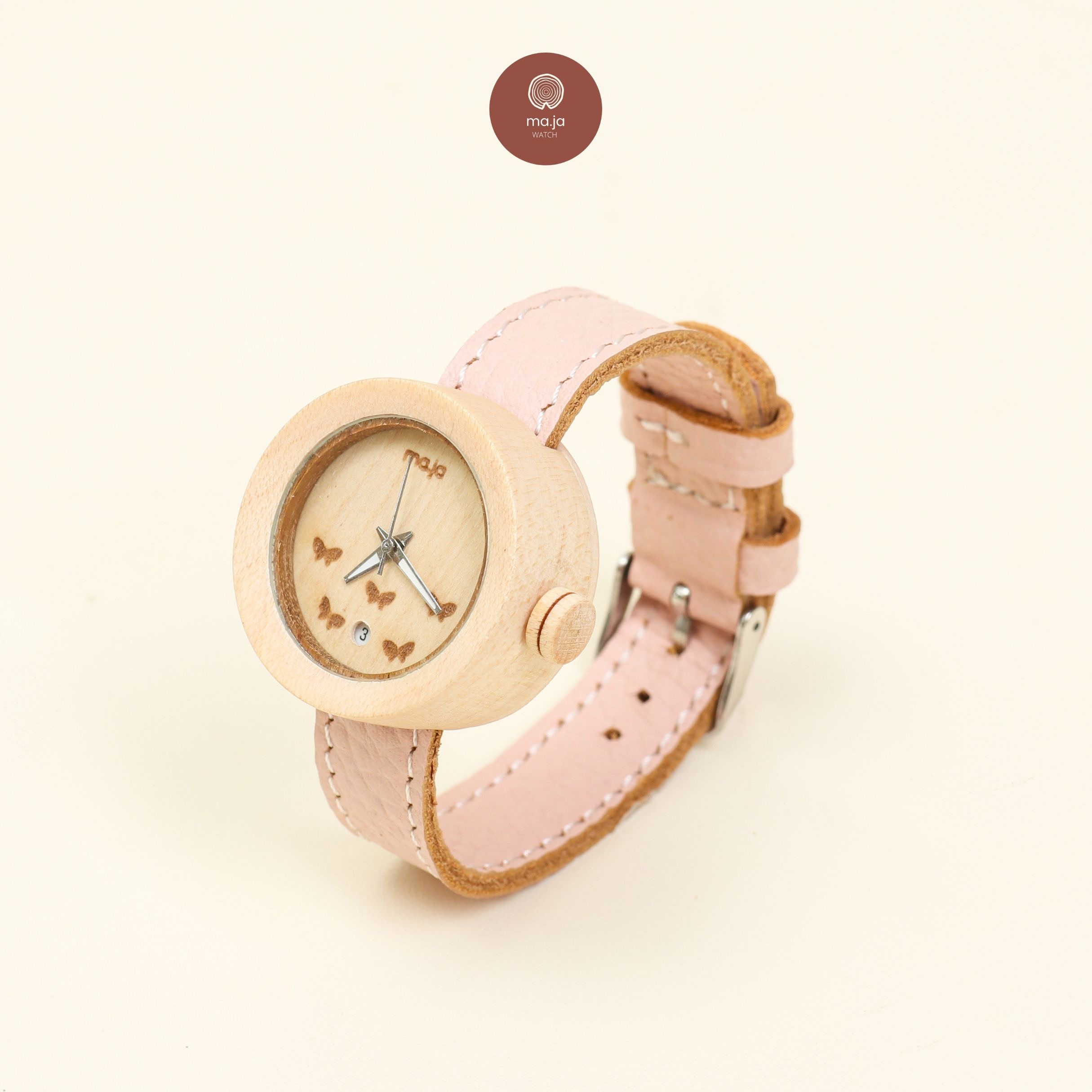 Maja Watch Jam Tangan Kayu - Kupu Sayap Renda Maple