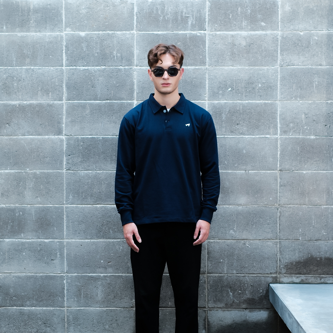 Franc Polo Terry Longsleeve In Navy