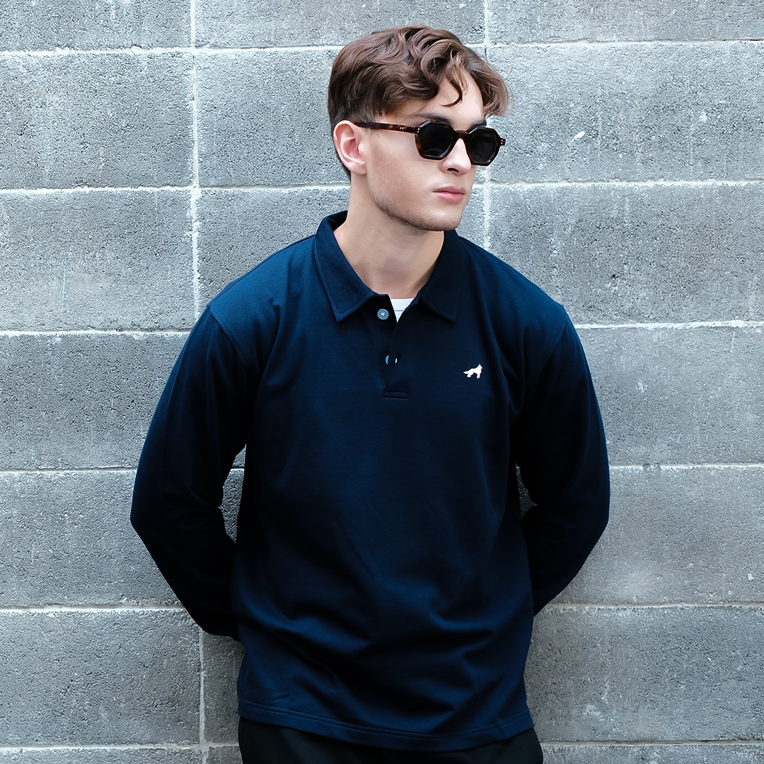 Franc Polo Terry Longsleeve In Navy