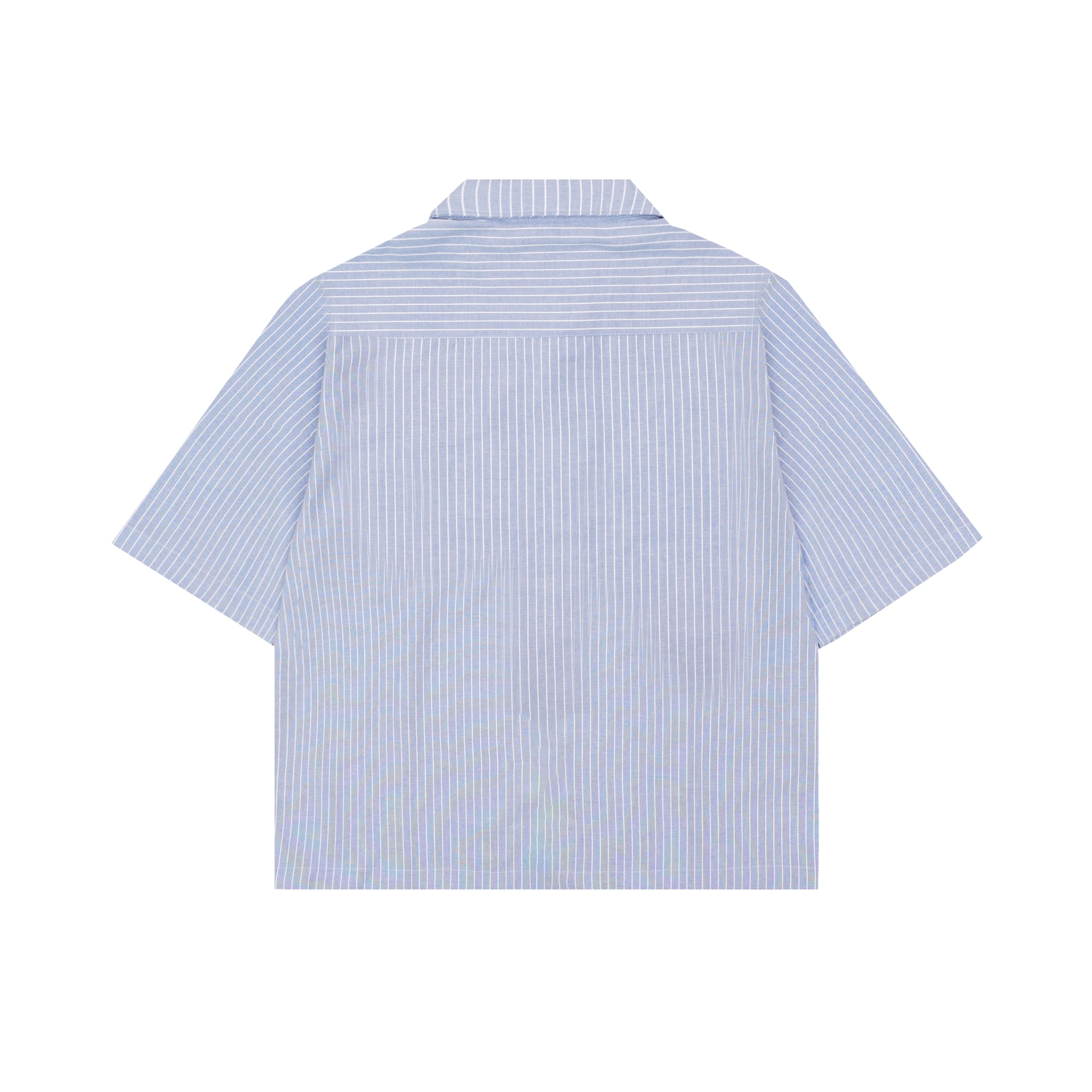 Museum Script Pinstripe Boxy Shirt in Blue
