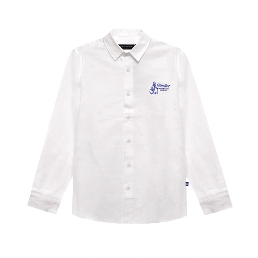 Image of Atelier Script Cotton Casual Shirt in White