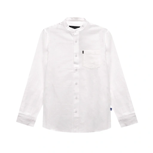 Image of Casual Mandarin Collar Shirt in White