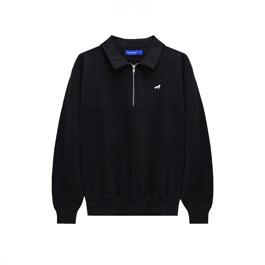 Franc Half Zip Terry Sweatshirt In Black