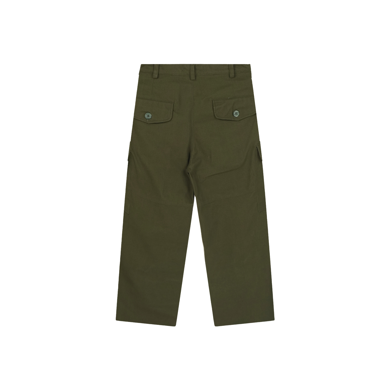 Cotton Cargo Twill Pants In Green
