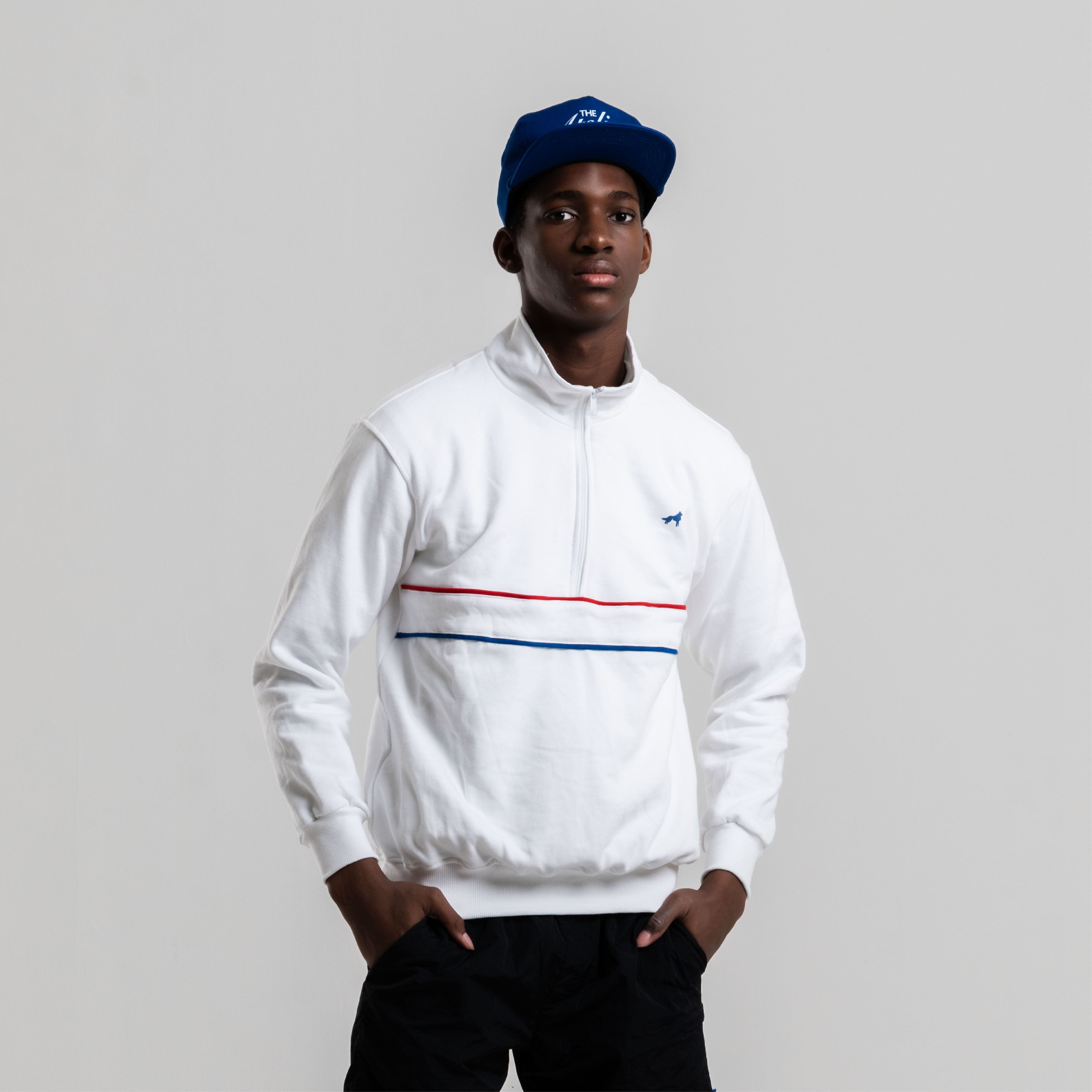 Franc Red Blue Half Zip Sweater