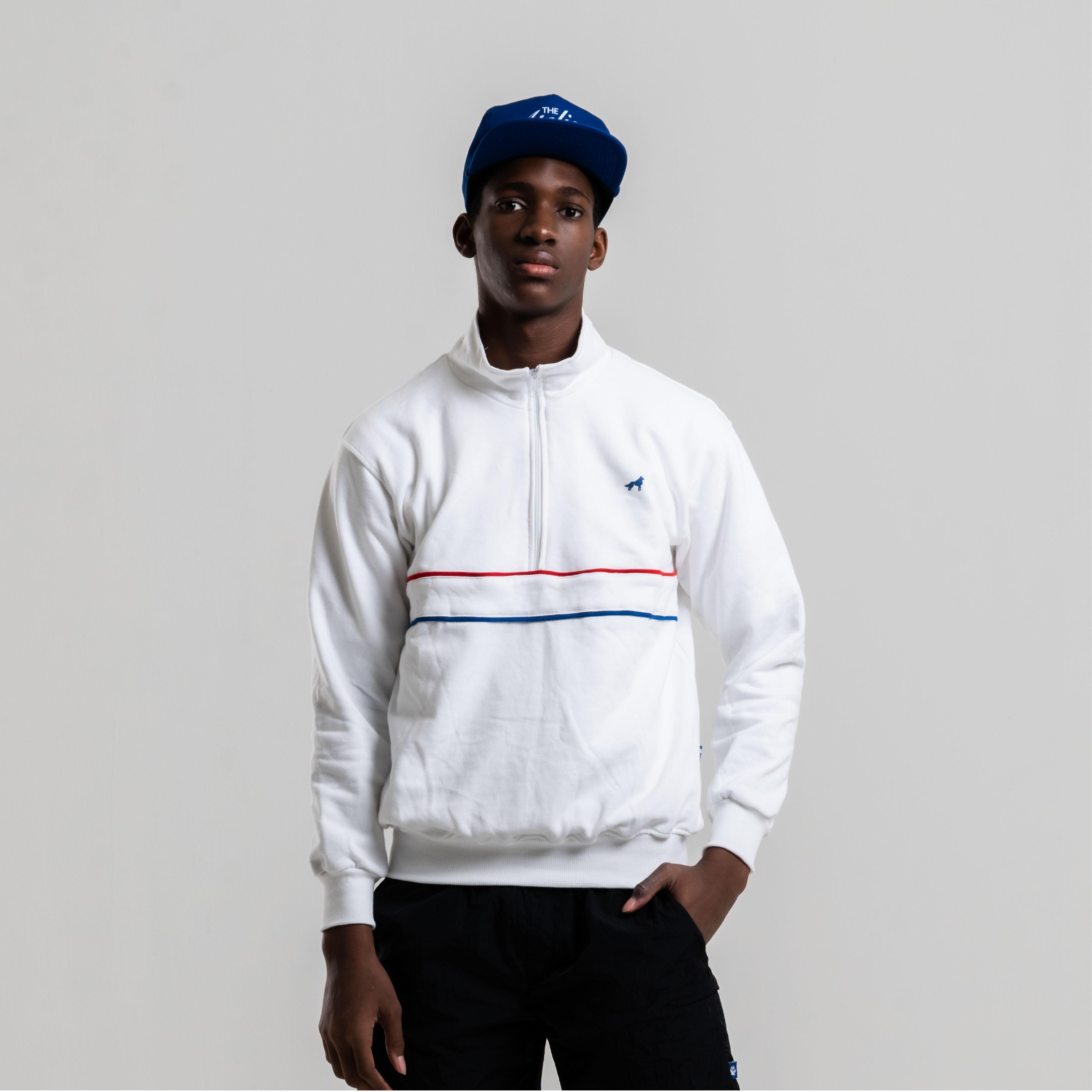 Franc Red Blue Half Zip Sweater