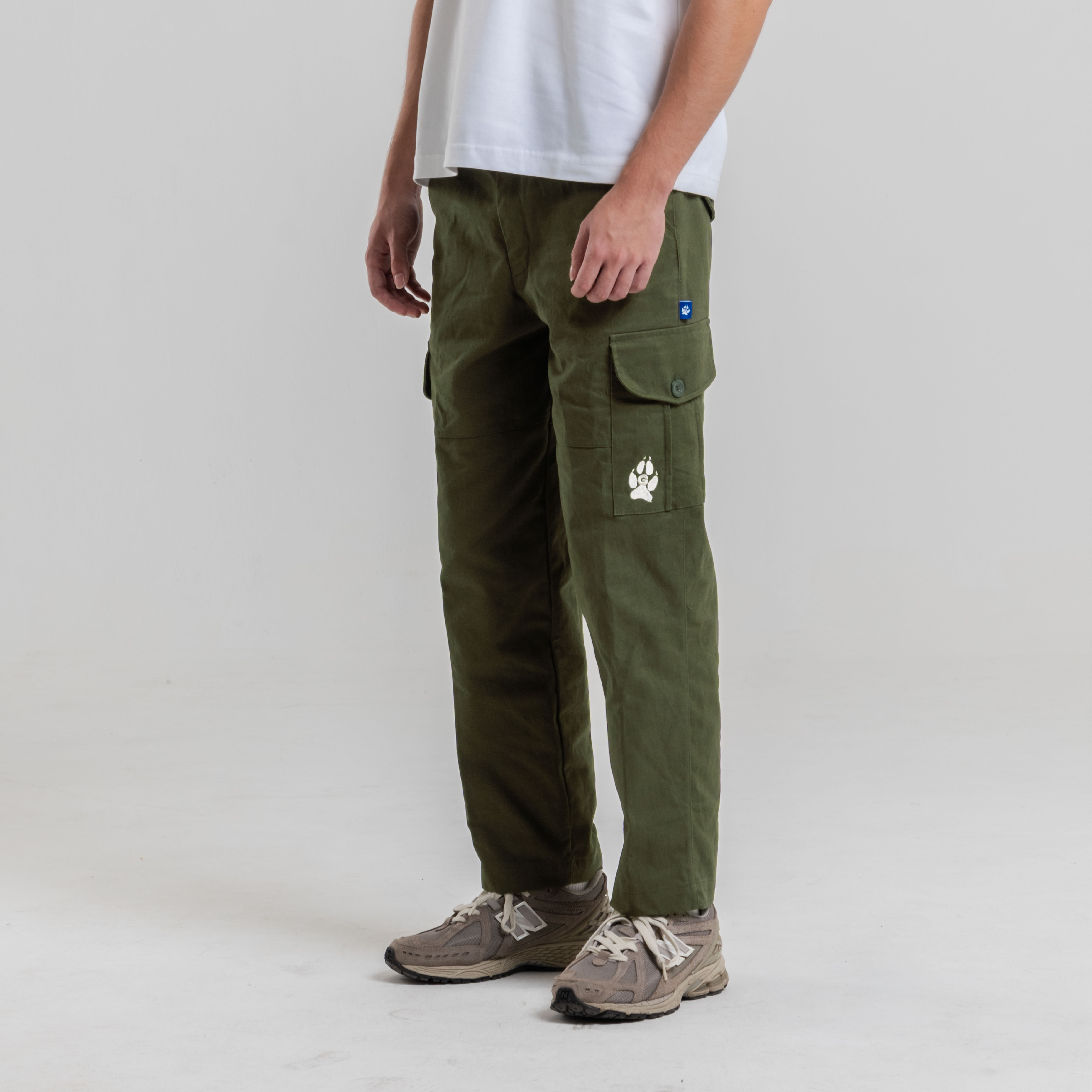 Cotton Cargo Twill Pants In Green