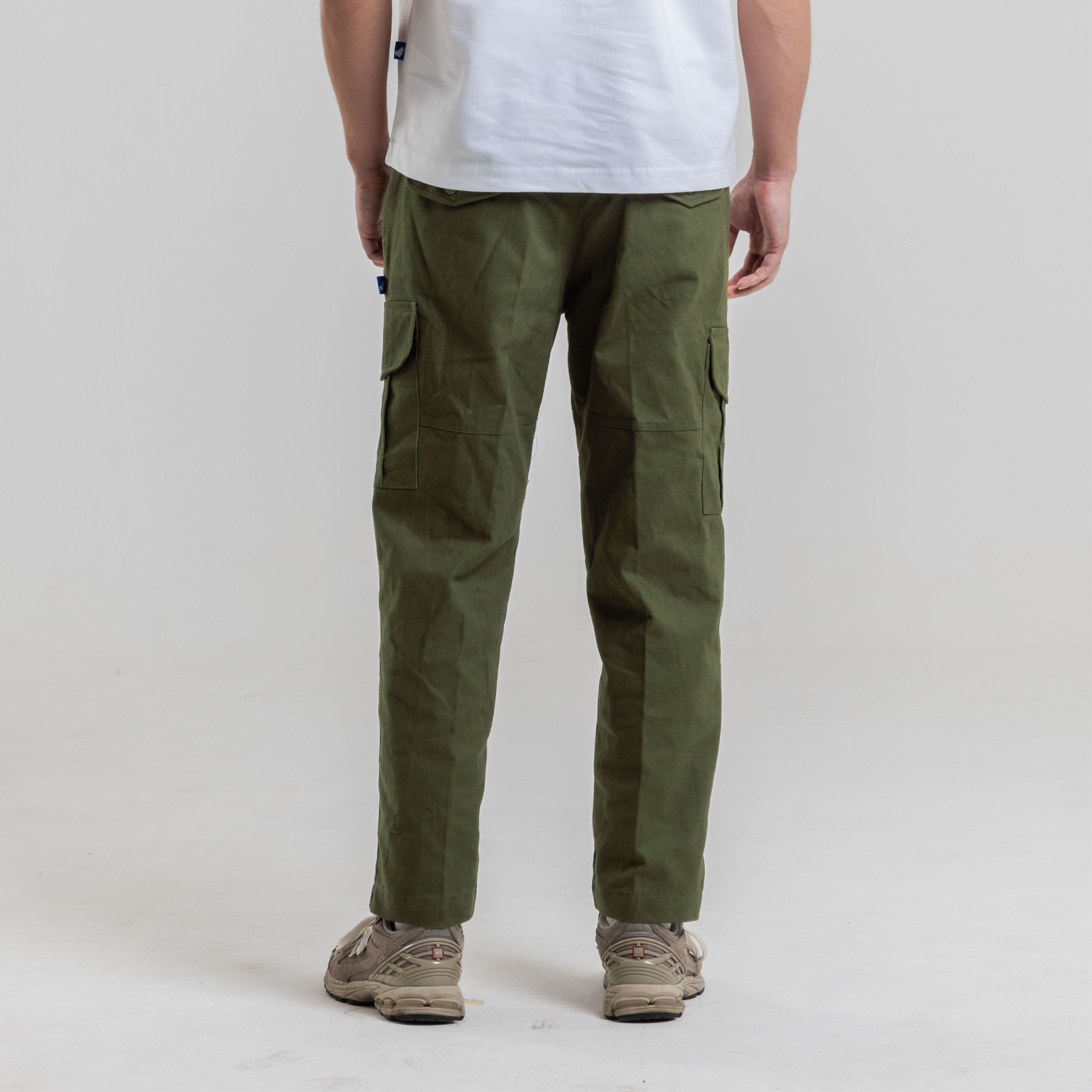 Cotton Cargo Twill Pants In Green