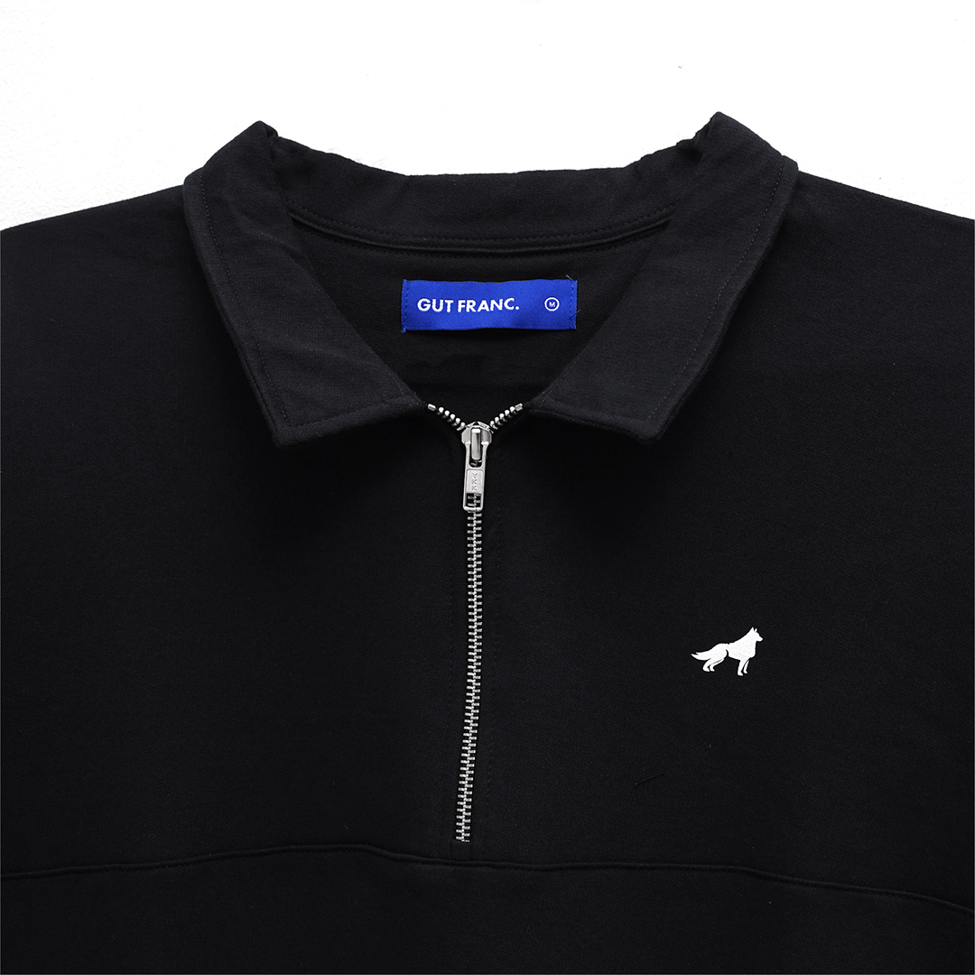 Franc Half Zip Terry Sweatshirt In Black