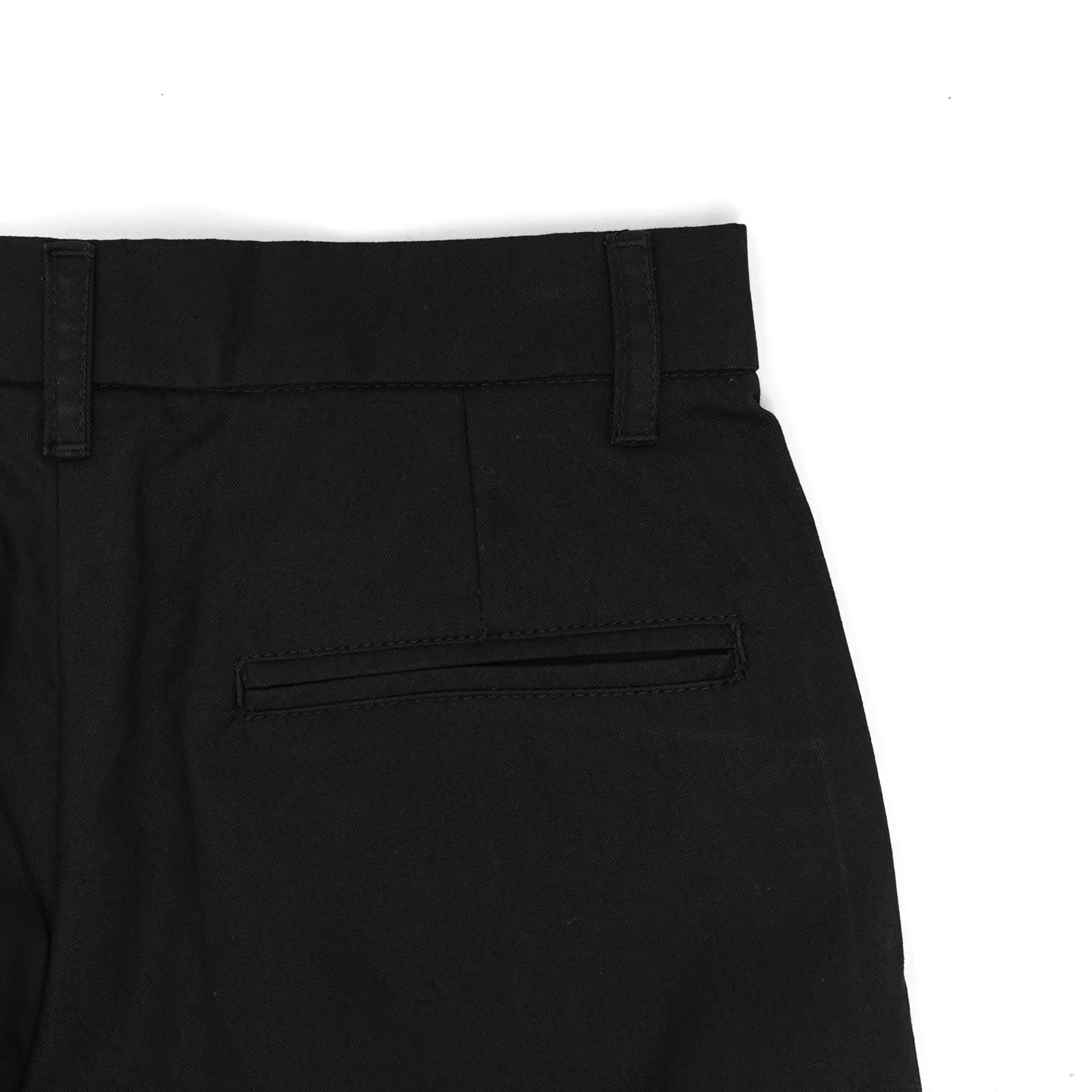Pleated Cotton Twill Trousers in Black