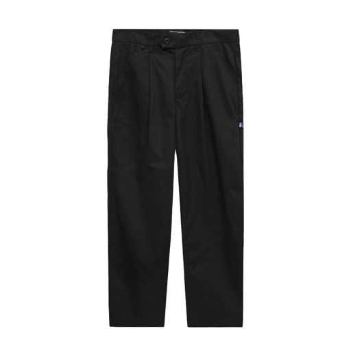 Pleated Cotton Twill Trousers in Black