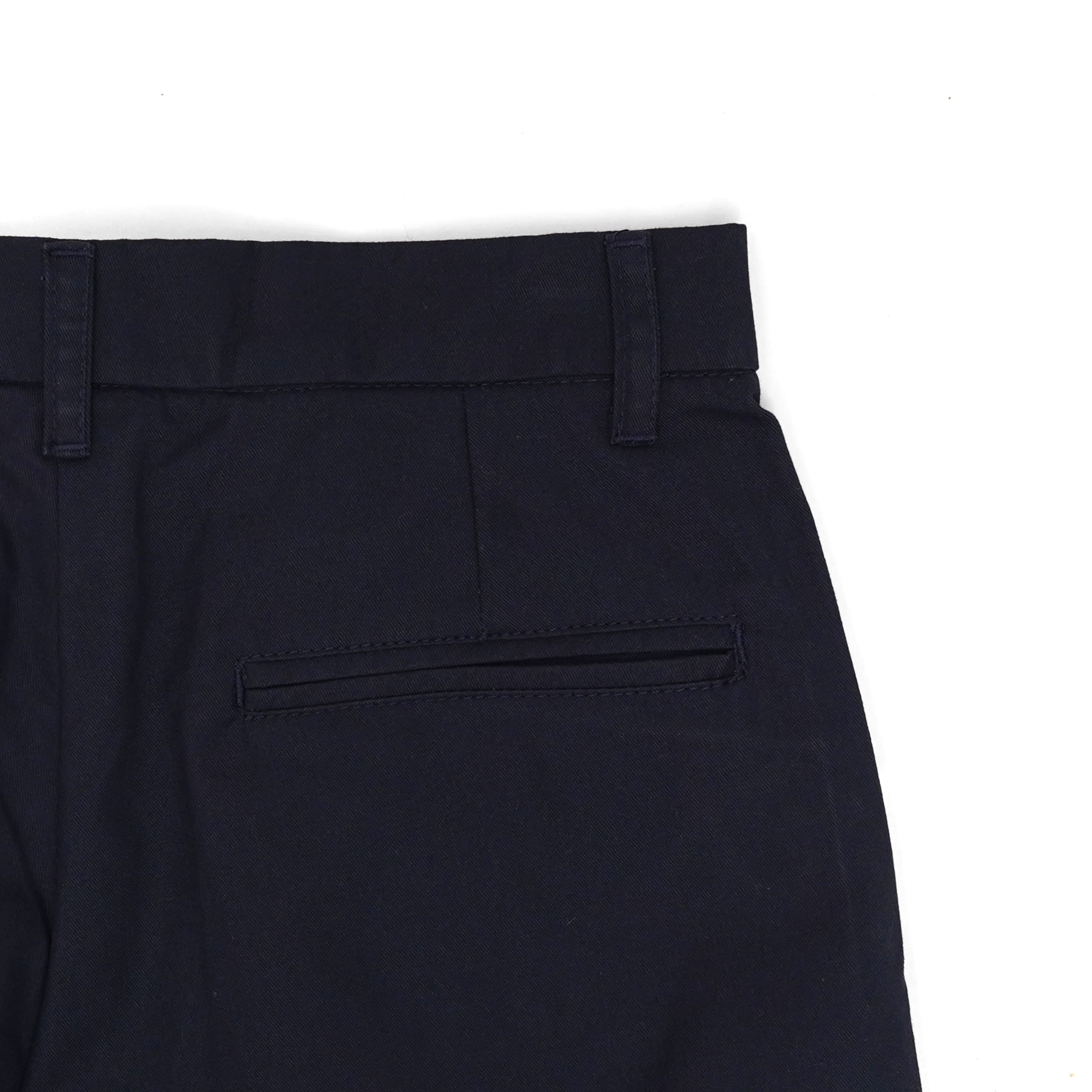 Pleated Cotton Twill Trousers in Navy
